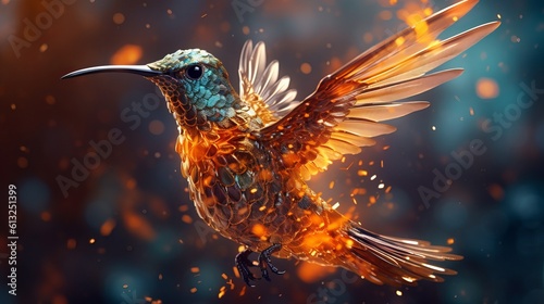Stunning Hummingbird Made of Illuminated Fiber Optic Liquid Metal © Jardel Bassi