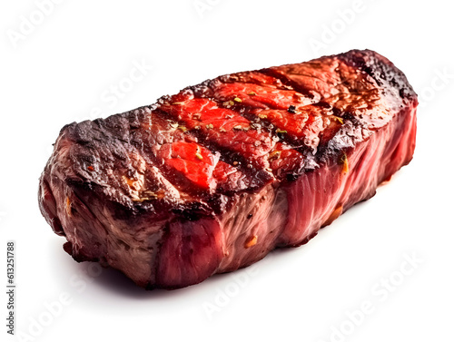 World best Wagyu A5 hot smoked beef steak studio professional food photo with decorations isolated
