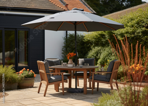 Parasol with Table and Chairs