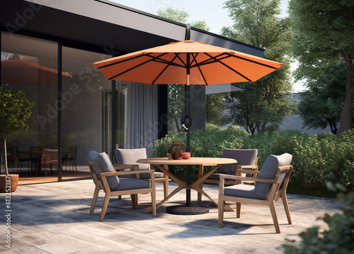 Parasol with Table and Chairs