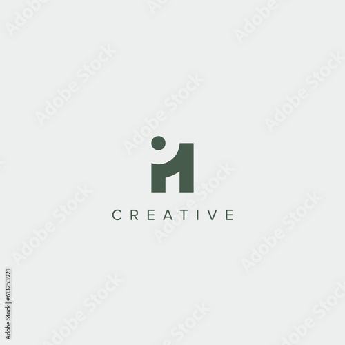 Modern alphabet letter IH HI unique logo vector template illustration.