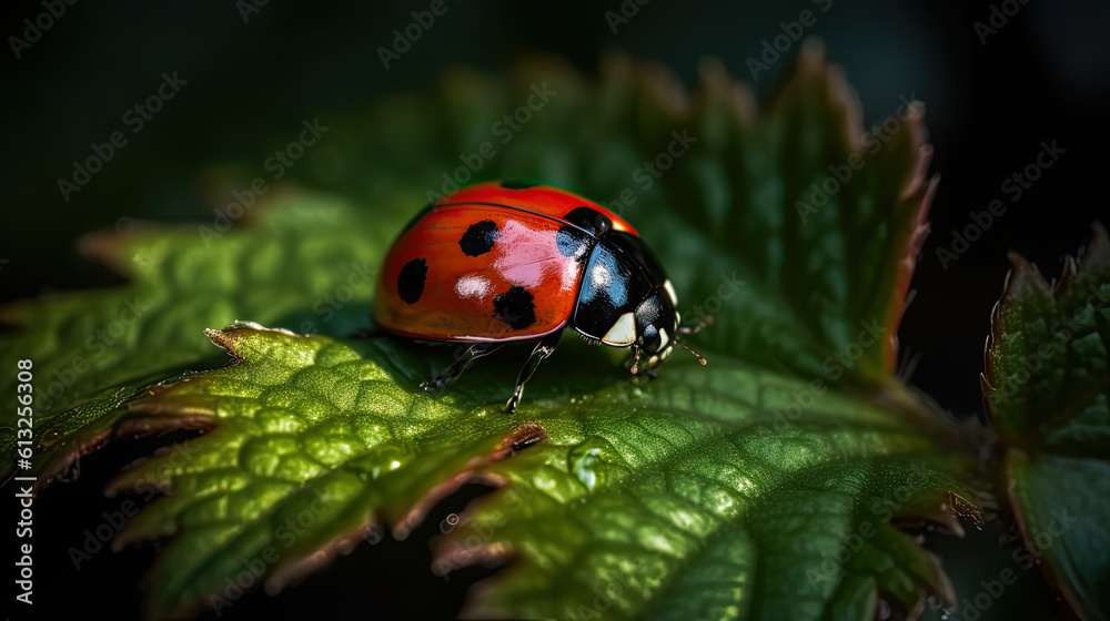 Ladybug exploring a rich, green foliage Ladybug exploring a rich, green foliage