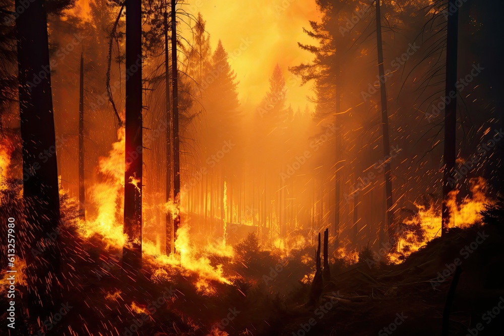 Raging forest fire - AI Generated