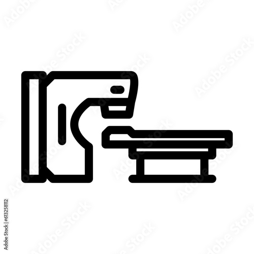 radiation therapy machine nuclear energy line icon vector. radiation therapy machine nuclear energy sign. isolated contour symbol black illustration photo