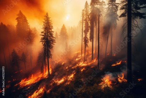Raging forest fire - AI Generated