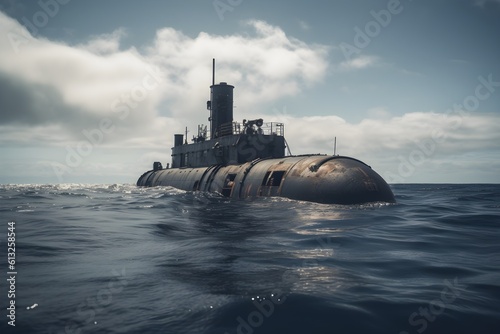 "Submarine Searching for Wrecked Ship"