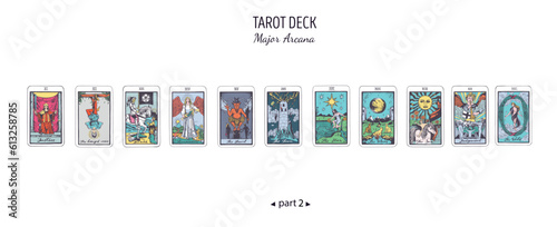 Tableau sur toile Tarot card colorful deck
