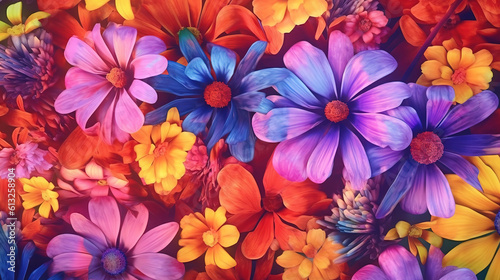 A colorful flower wallpaper with a colorful flower background. Generative ai