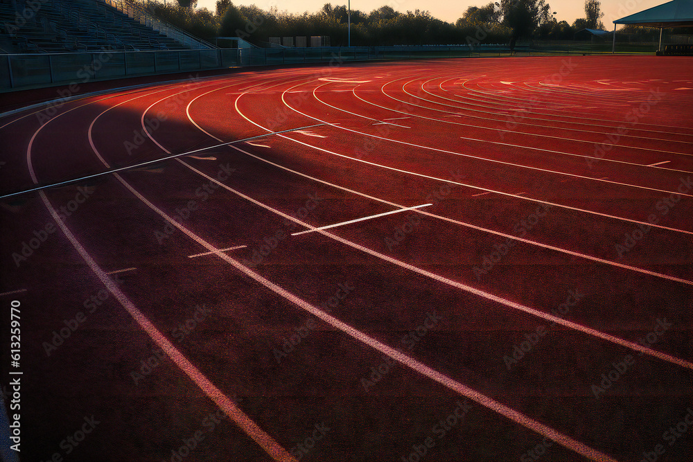 a stadium has a track in the middle of a field