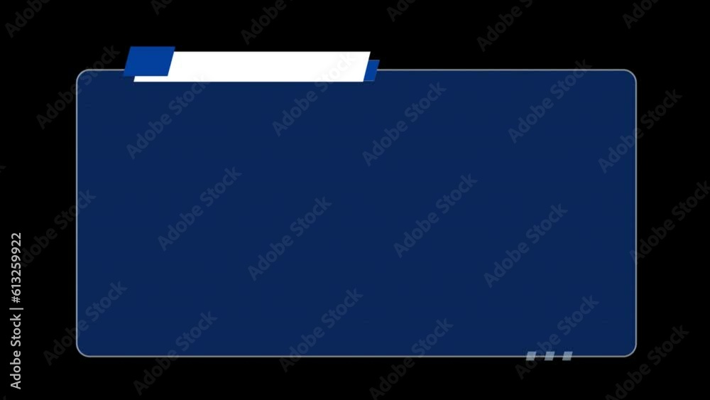 Simple blue text box blank background animation, alpha channel