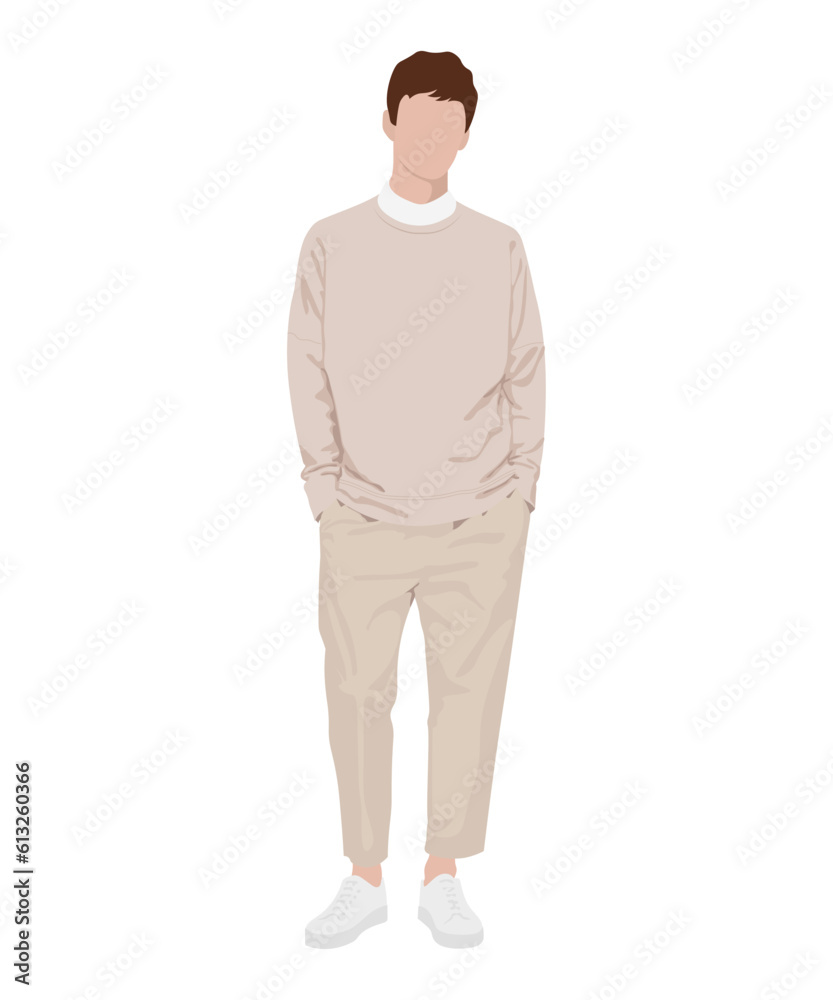 Stylish man in fashionable clothes on a white background. Vector illustration in flat style Stylish man in fashionable clothes on a white background. Vector illustration in flat style