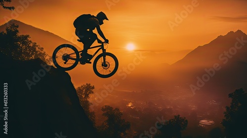 Fototapeta rowerzysta na rowerze górskim