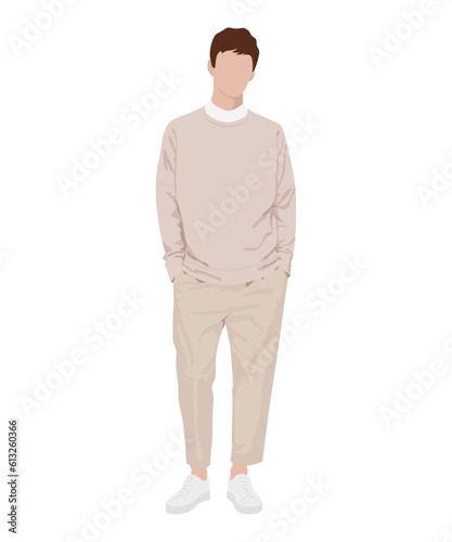 Stylish man in fashionable clothes on a white background. Vector illustration in flat style