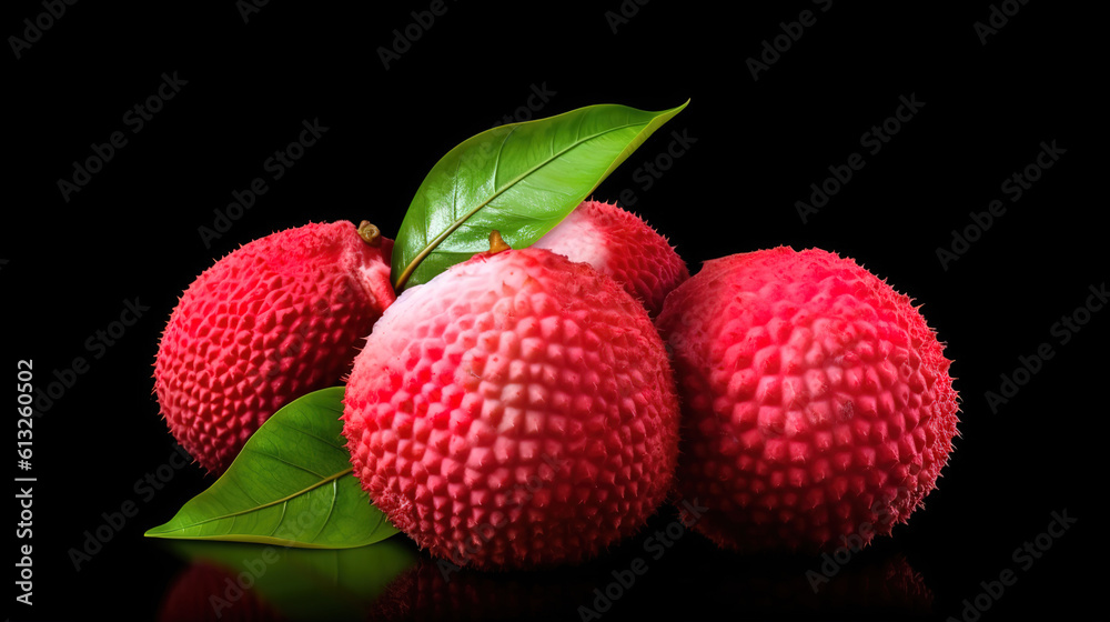 Red lychee fruit placed in a basket. Generative ai Red lychee fruit placed in a basket. Generative ai
