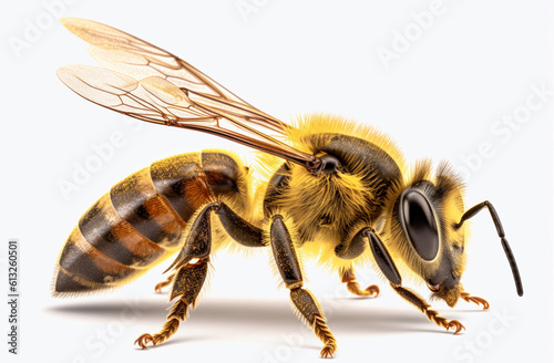 Bee A beautiful and glossy Yellow Bee in a dynamic portrait pose (Generative Ai )