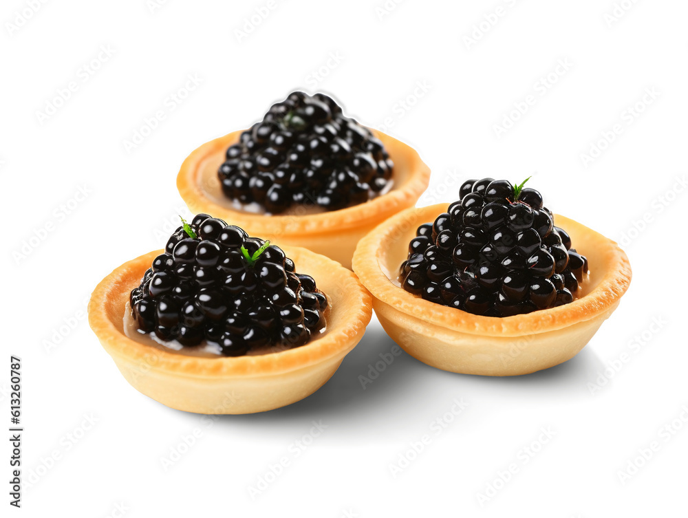 Tartlets with black caviar isolated on transparent or white background, png Tartlets with black caviar isolated on transparent or white background, png