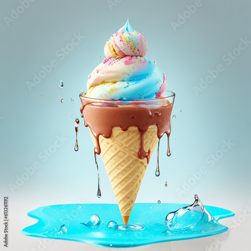 icecream with waterdrop, Generative AI.