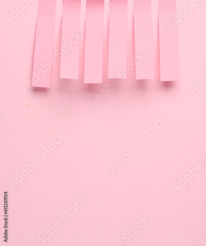 Pink blank note memo stripe stickers on pink pastel background