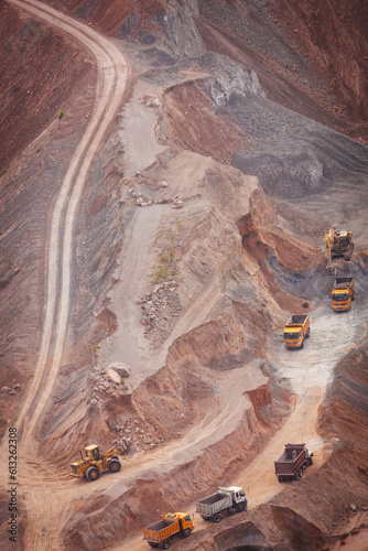 mine trucks in a quarry