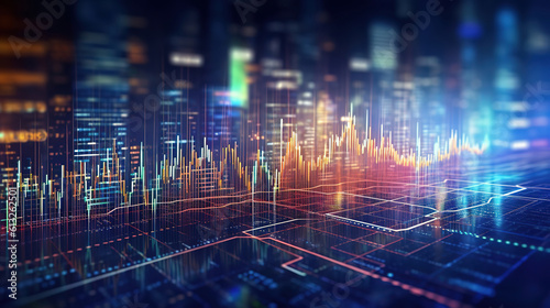 Perspective view of stock market growth. Generative ai