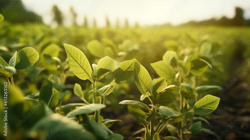 Obraz premium soybean field plantation, generative ai