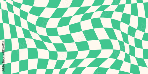 70s background in retro hippie style. Wave pattern, checkerboard, net. Texture vector illustration. Distorted in a psychedelic and Y2k aesthetic style