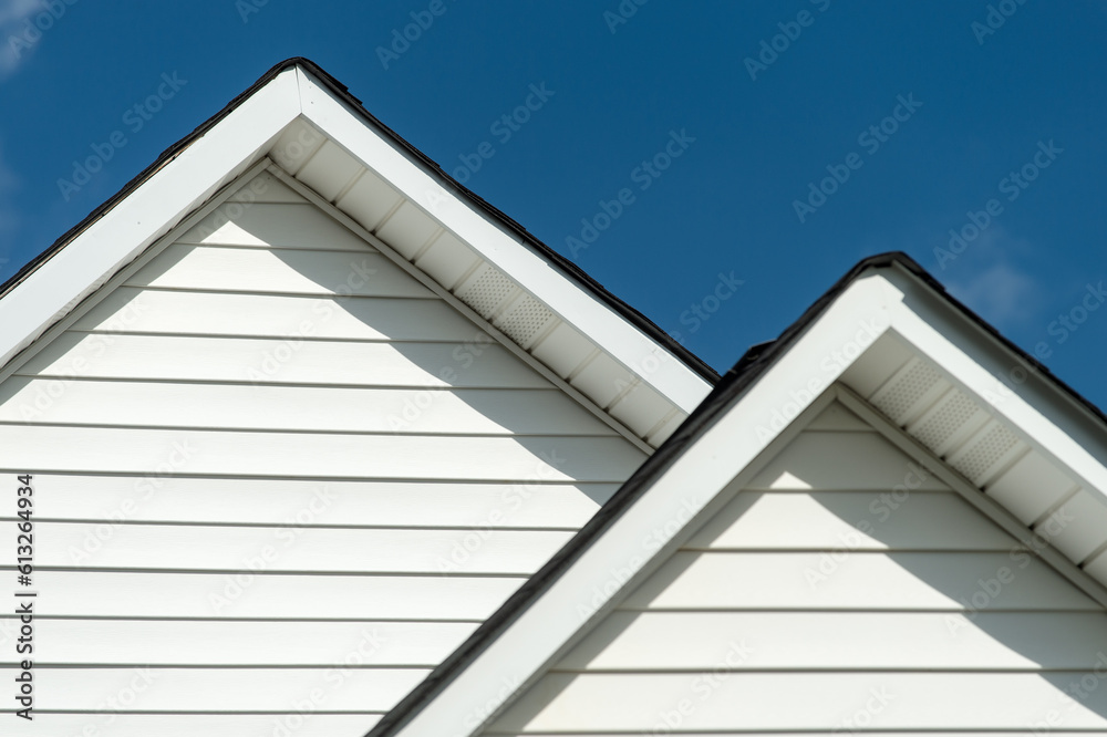 Detail of the eaves of a white country church Detail of the eaves of a white country church