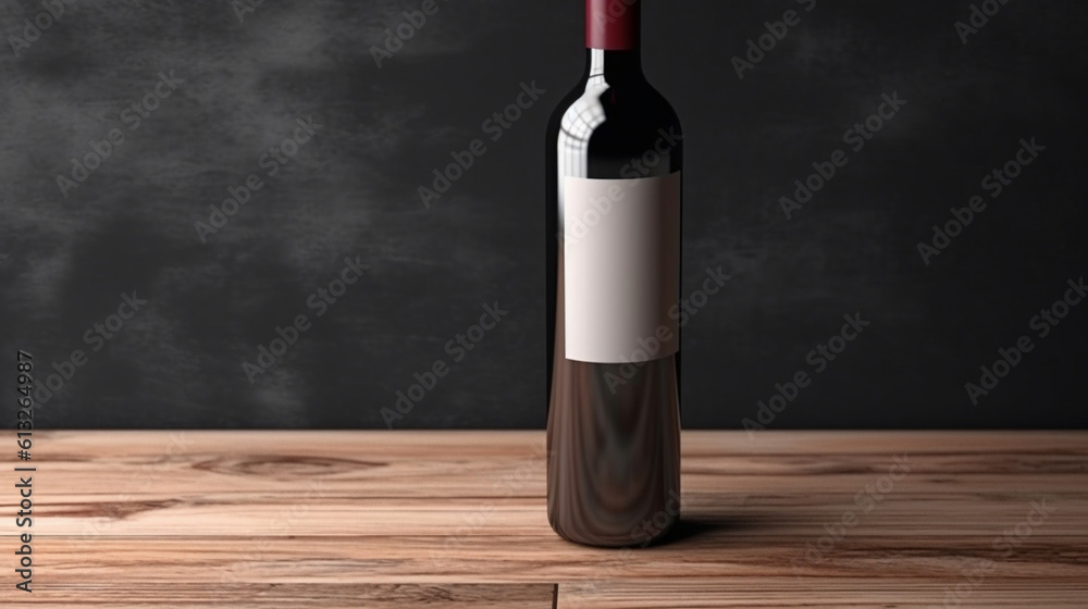 Red wine bottle with a blank label. Generative AI