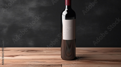 Red wine bottle with a blank label. Generative AI