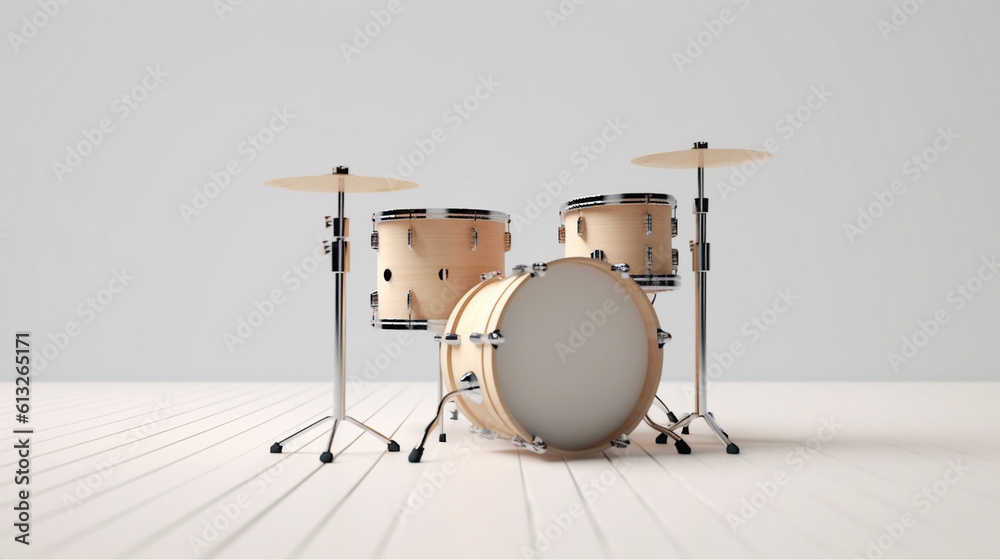 Drums separated on a blank background Generative AI
