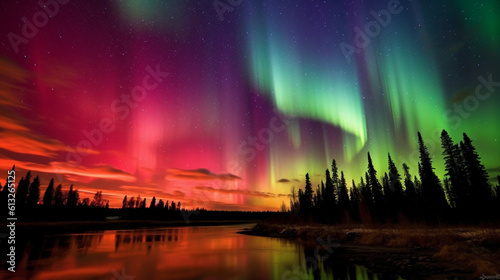 Vibrant aurora borealis Generative AI