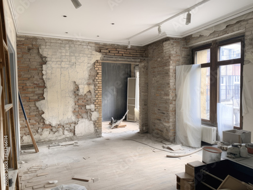 Apartment under construction in the new european housing estate.