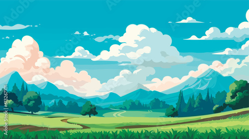 spring landscape background, simple, vector illustration