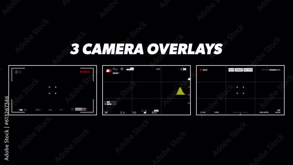 3x 4K Camera recording screen overlay with transparant background