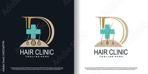hair care logo icon with initial D and creative concept  premium vector
