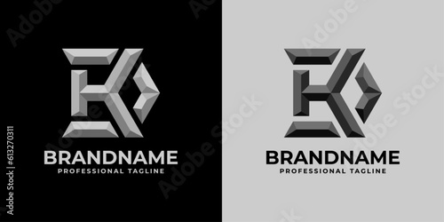 Letter DK or KD Polygonal Logo, suitable for any business with DK or KD initials.