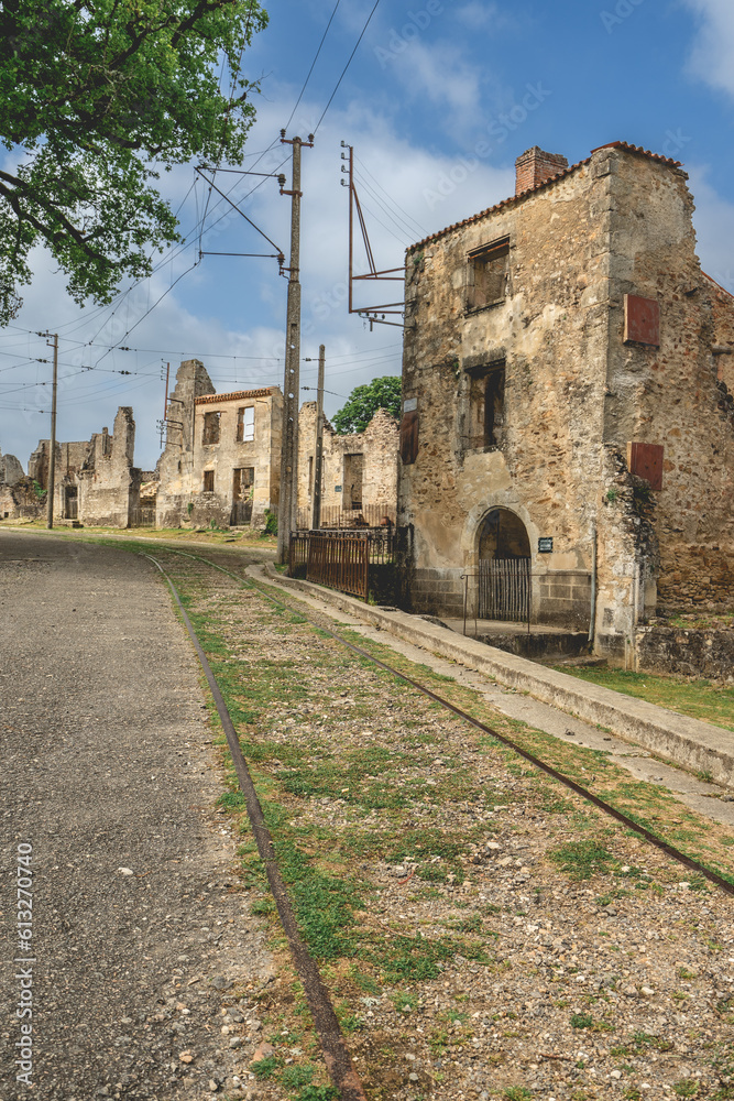 Fototapeta premium The old ruïnes of the town Oradour-sur-Glane in France.