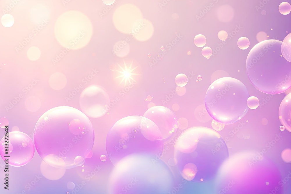 3D Illustration. Shiny balls with different size on pink color background. Abstract background concept ai generative