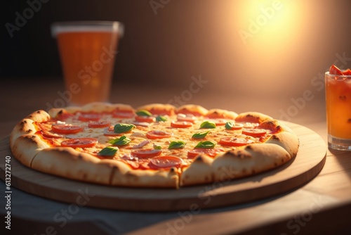 pizza close-up on black background ai generative