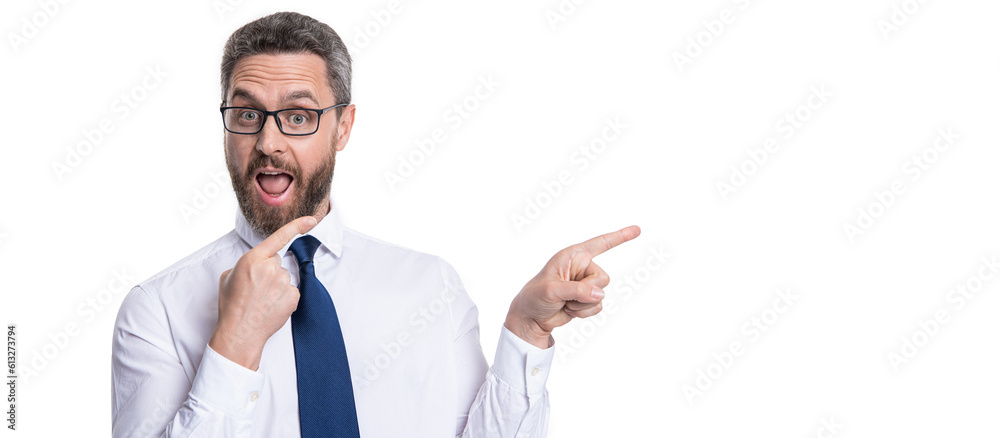 man pointing finger isolated on white, banner. man pointing finger at studio. man pointing finger isolated on white, banner. man pointing finger at studio.