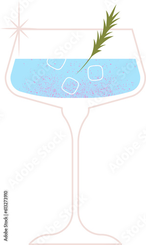 Blue margarita cocktail with rosemary