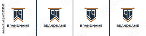 Letter IQ and QI Pennant Flag Logo Set, Represent Victory. Suitable for any business with IQ or QI initials.