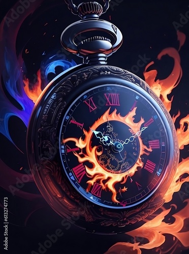 burning clock, An old pocket watch