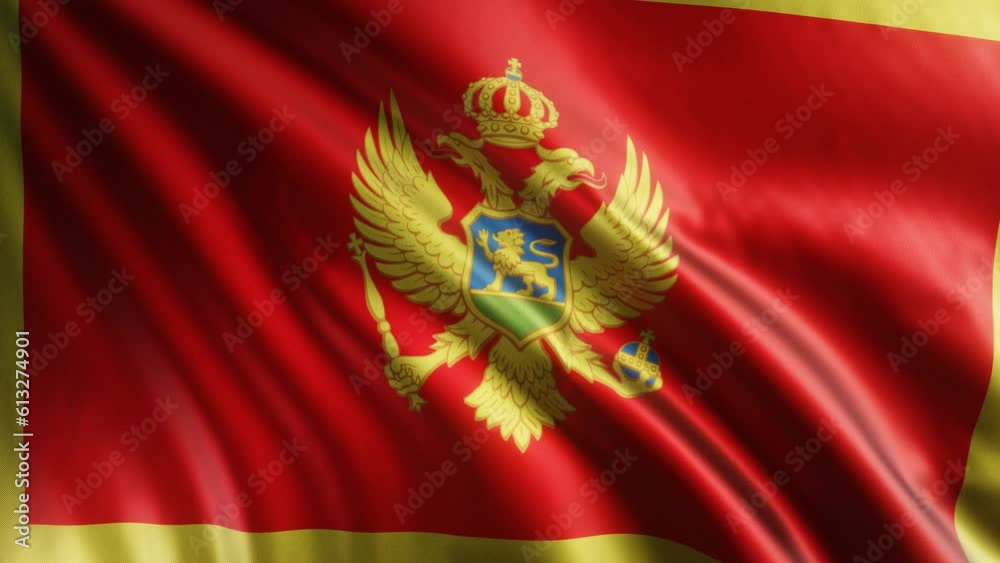 Montenegro Waving Flag, Montenegro Flag, Flag of Montenegro Waving Animation, Montenegro Flag 4K Footage