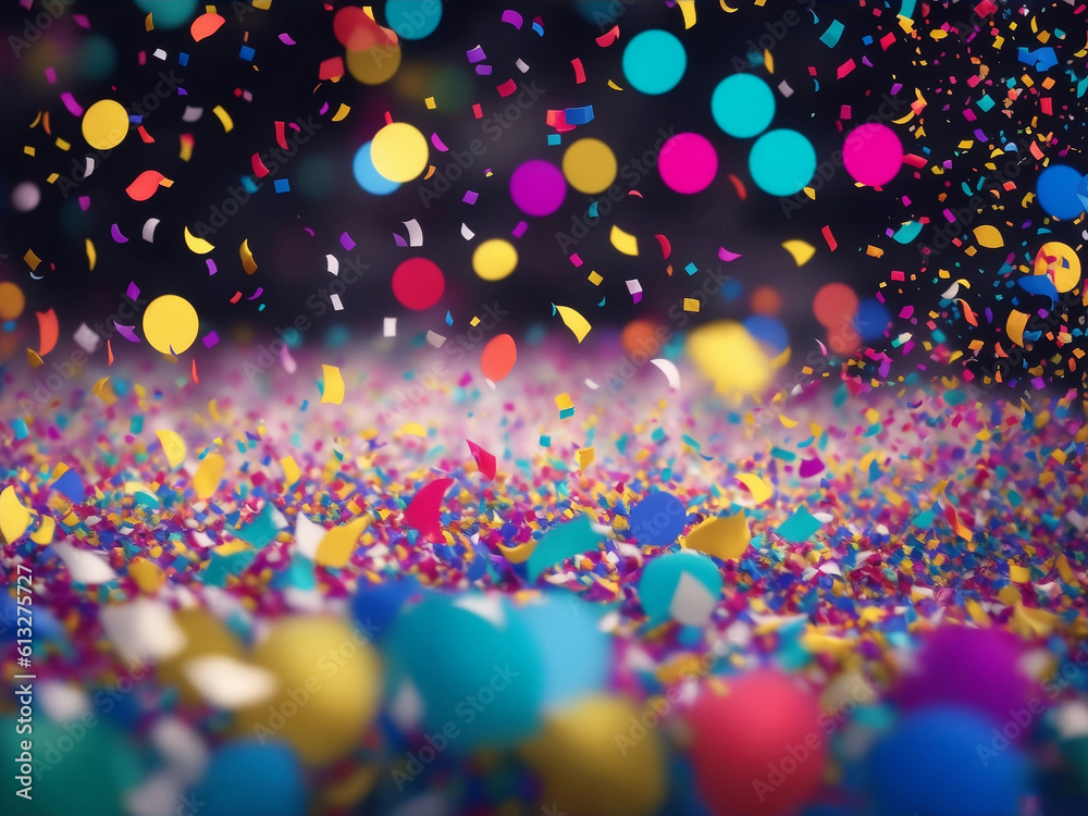 Colorful Confetti and Bokeh on a Carnival, Generative AI Illustration.