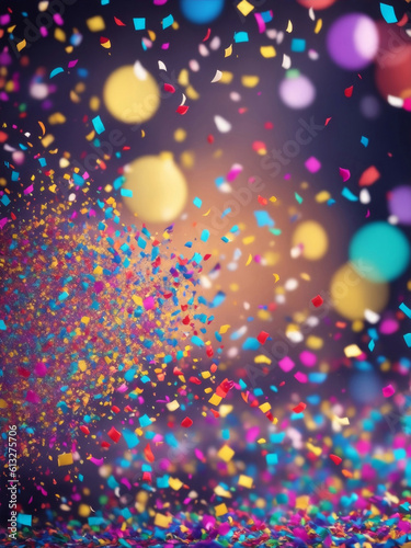 Colorful Confetti and Bokeh on a Carnival, Generative AI Illustration.