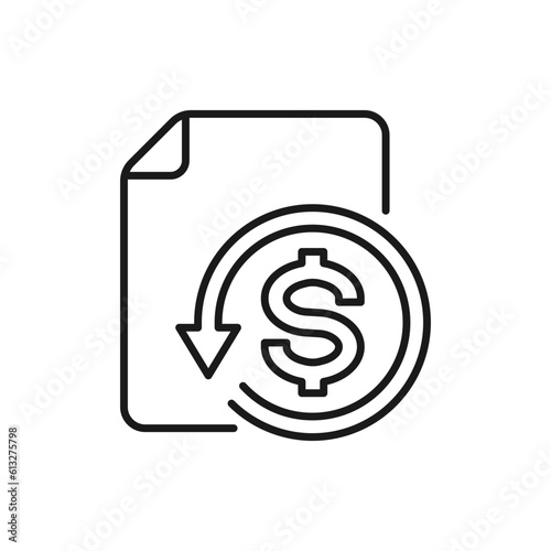 Money exchange data. Financial reports icon line style isolated on white background. Vector illustration