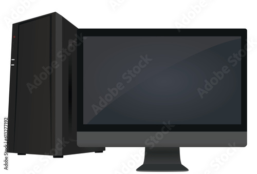 Black desktop computer. vector illustration