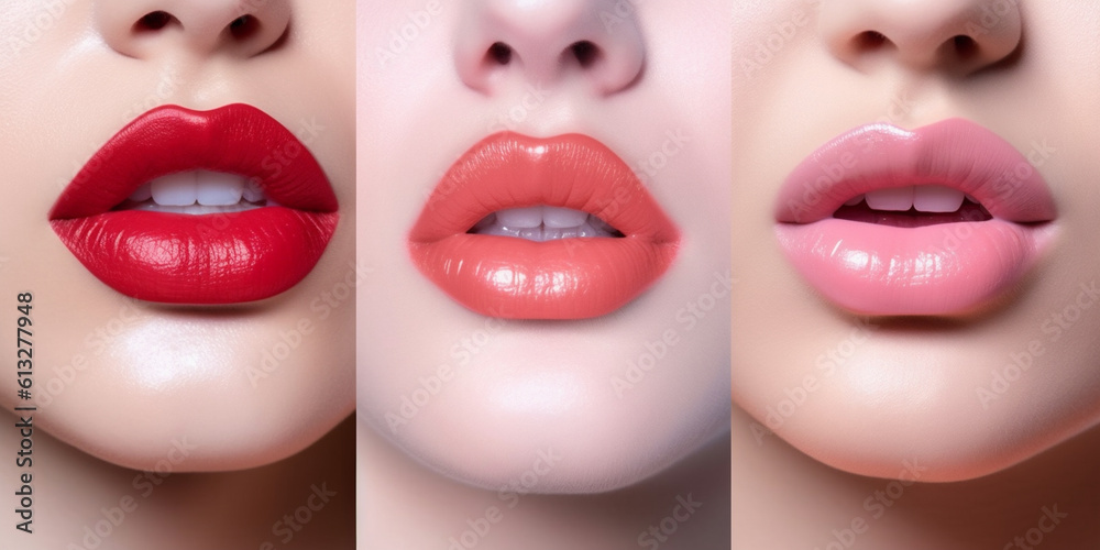 Aesthetic korean lipgloss lips juicy. AI Generative - obrazy, fototapety, plakaty 