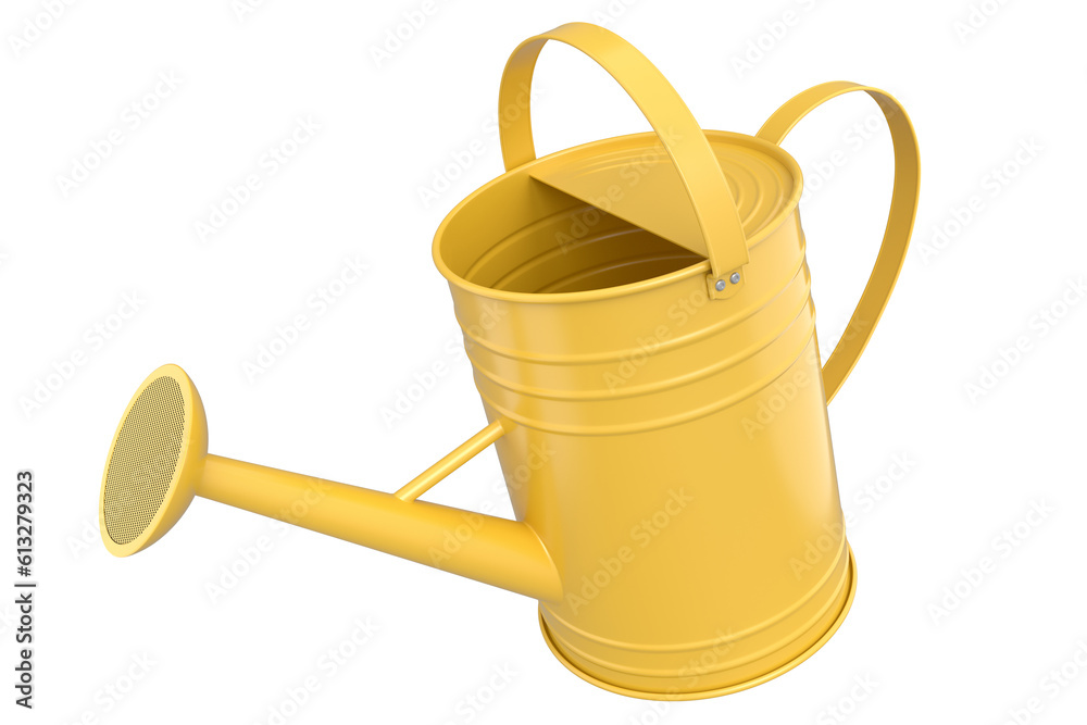 Watering can on white background. 3d render concept of gardening equipment tools Watering can on white background. 3d render concept of gardening equipment tools